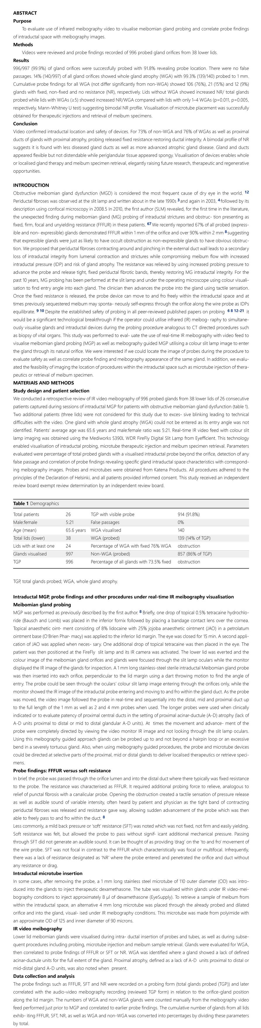 Meibography guided intraductal meibomian gland probing using real-time infrared video feed