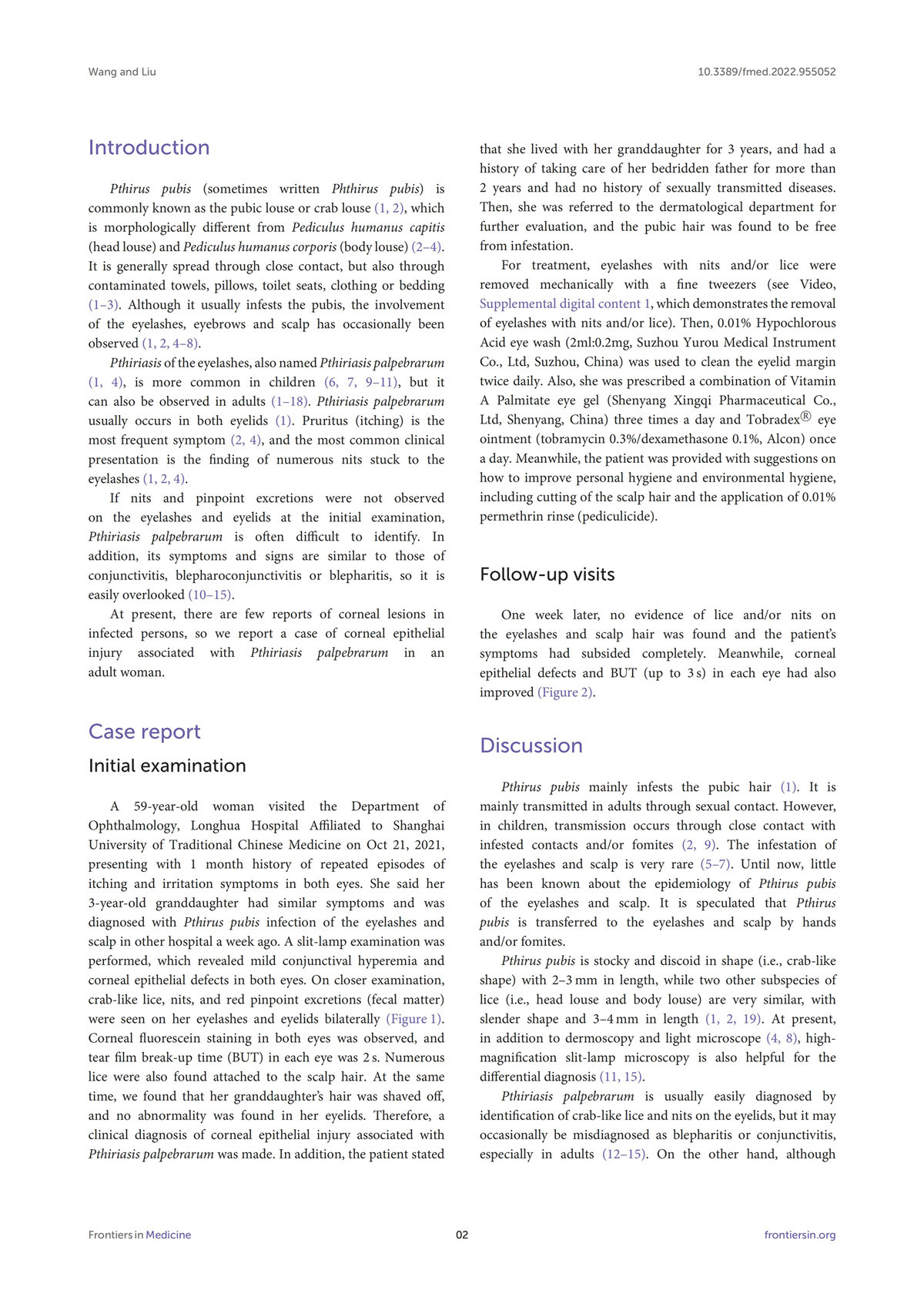 Case report: A case of corneal epithelial injury associated with Pthiriasis palpebrarum