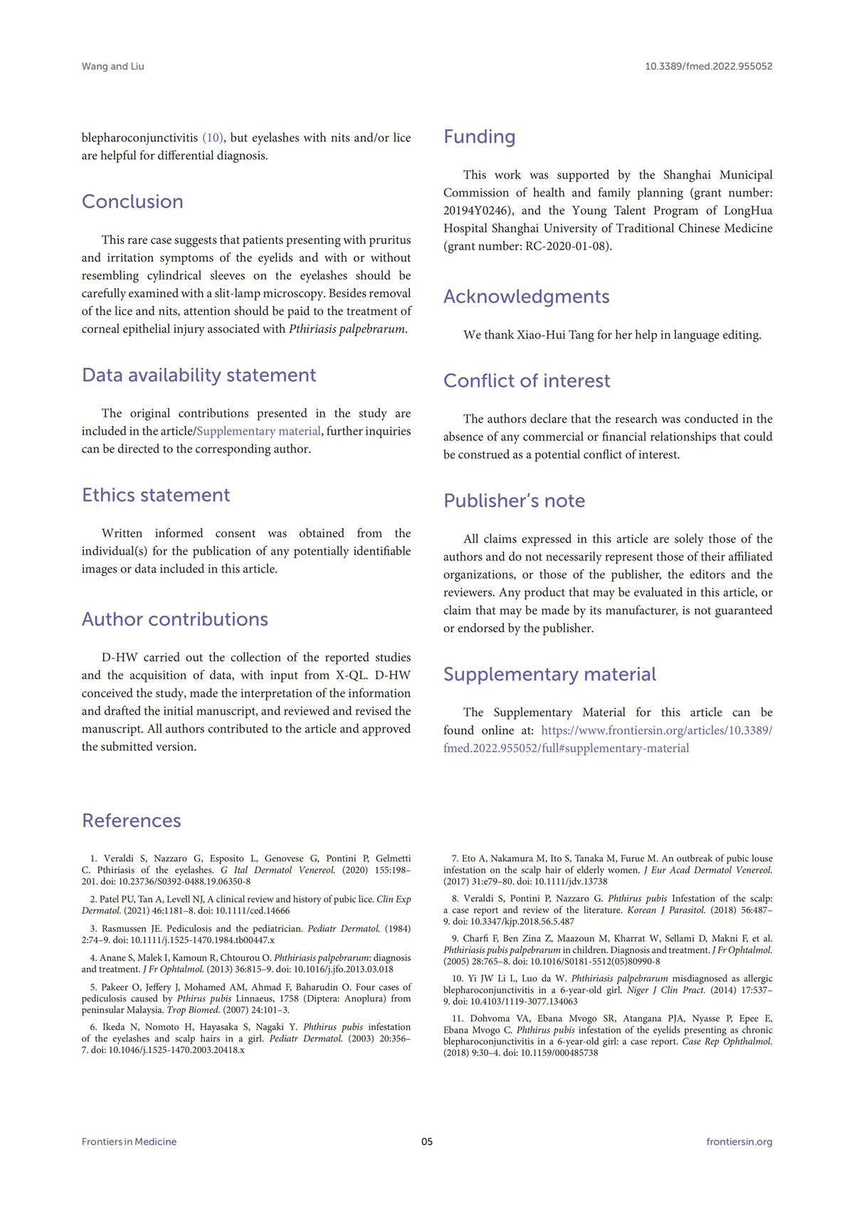 Case report: A case of corneal epithelial injury associated with Pthiriasis palpebrarum