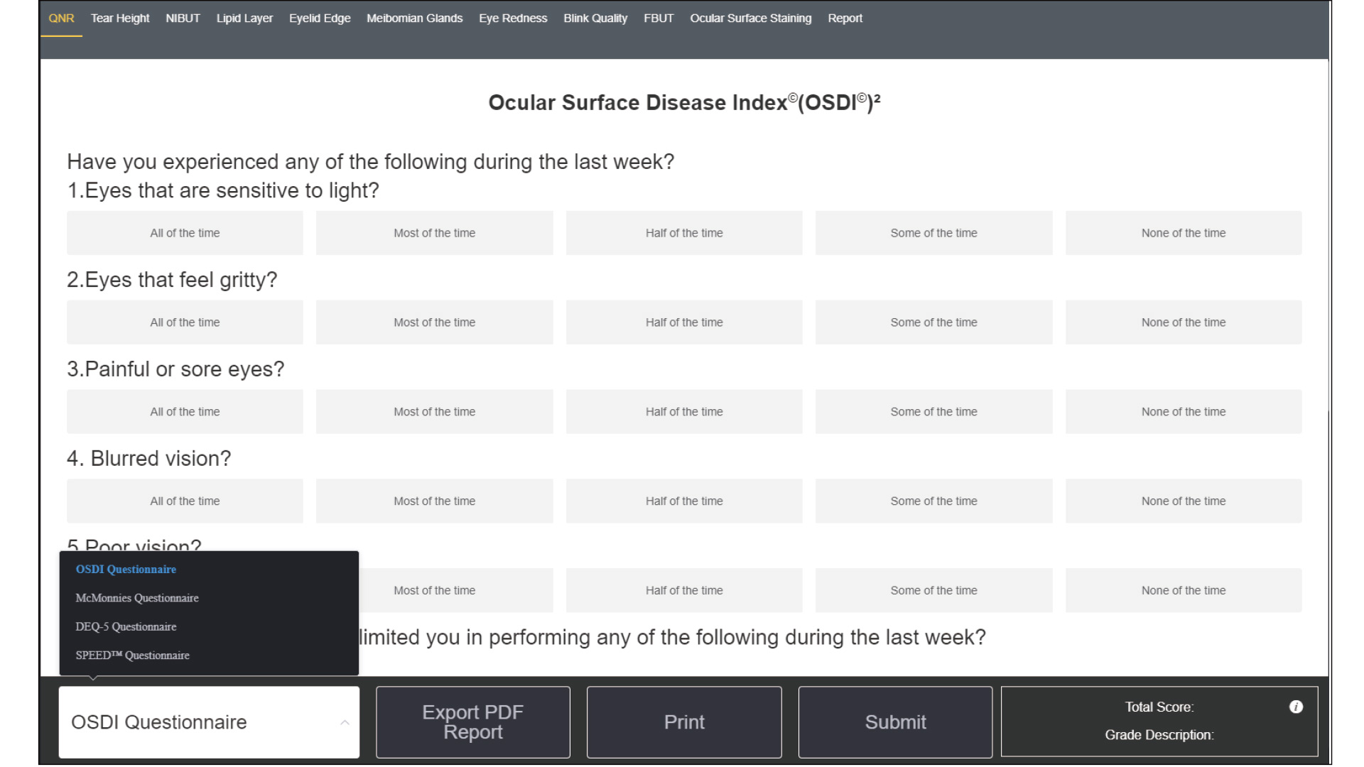 Dry Eye Questionnaire
