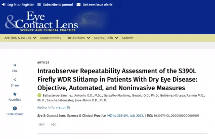 Intraobserver Repeatability Assessment of the S390L Firefly WDR Slitlamp in Patients With Dry Eye Disease