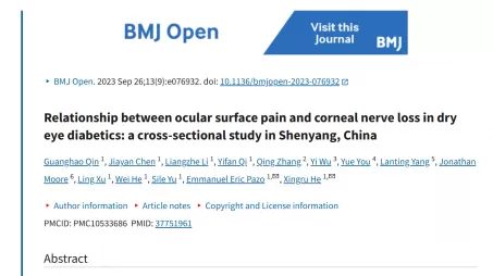 Relationship between ocular surface pain and corneal nerve loss in dry eye diabetics: a cross-sectional study in Shenyang, China